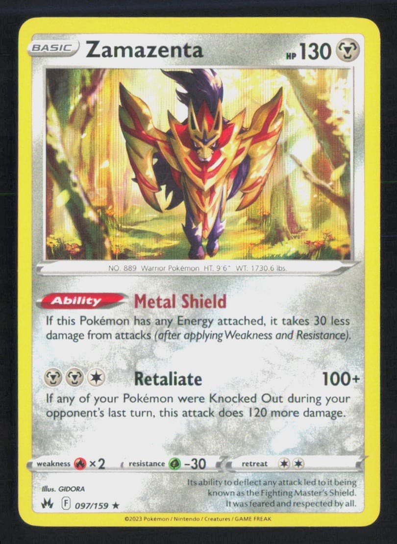 Pokemon Zamazenta Crown Zenith 097/159 Holo NM