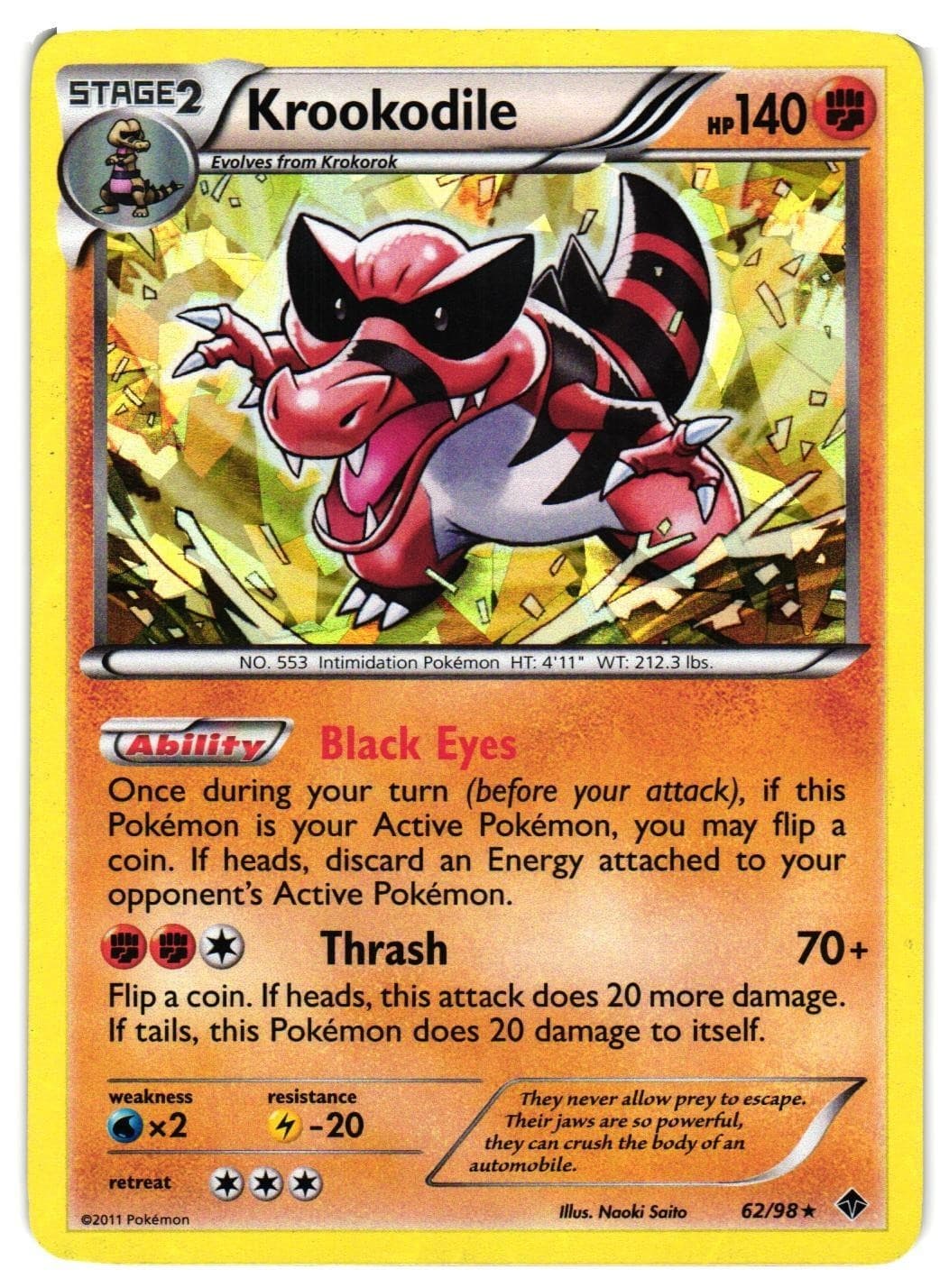 Pokemon TCG Krookodile Rare Emerging Powers Cracked Ice Holo 62/98 VLP