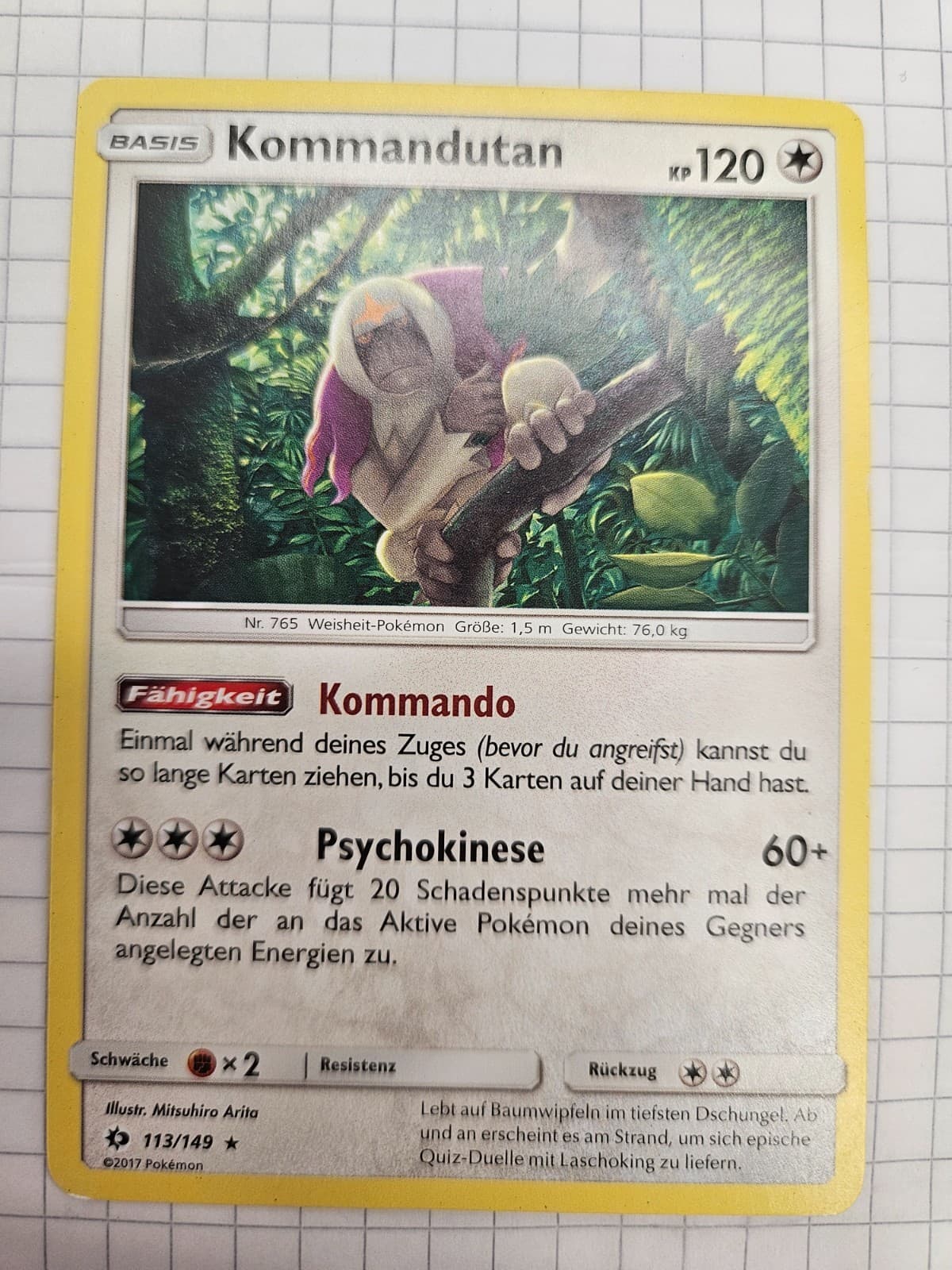 Pokémonkarte Kommandutan 113/149 Sonne & Mond Selten