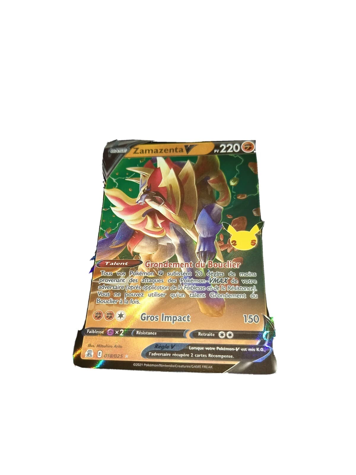 Rare Carte Pokemon Celebrations 25 Ans Zamazenta V 18/25