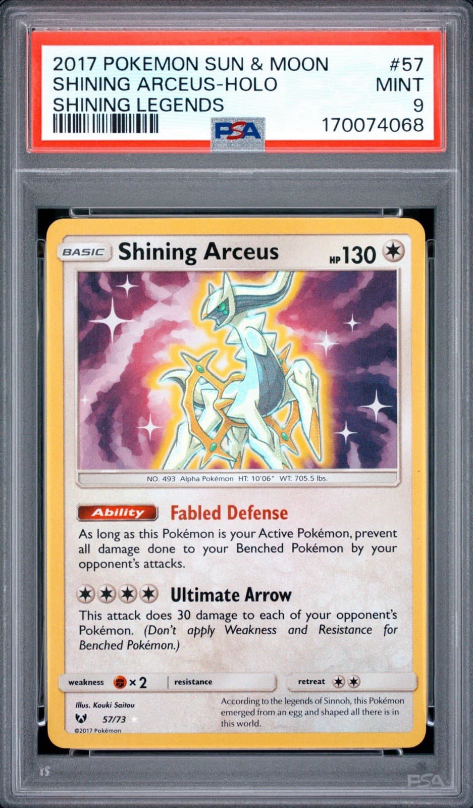 Pokemon TCG Shining Legends Shining Arceus 57/73 Holo English PSA 9 2017