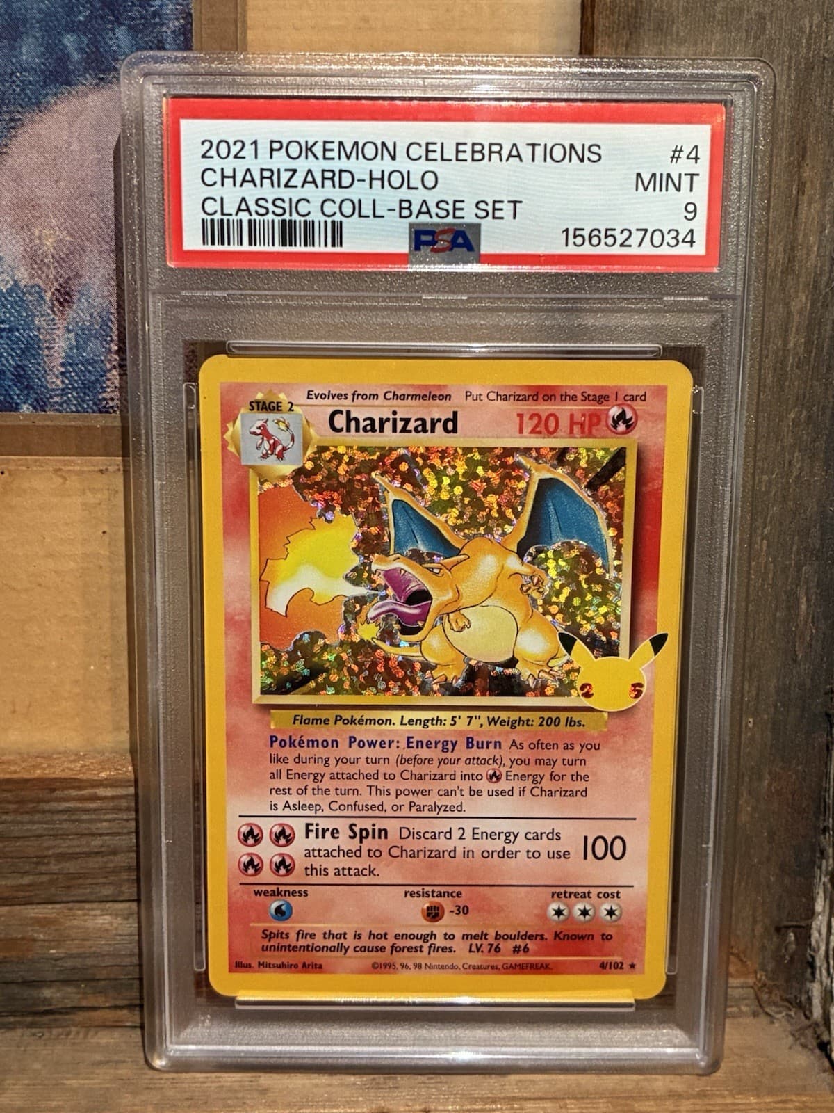 The Pokémon Company PSA 9 Charizard 4/102 Celebrations Classic Holo 2021 EN