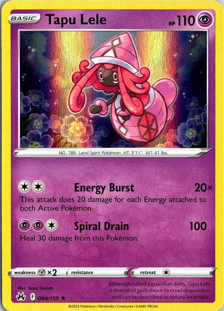 Tapu Lele 064/159 Holo Rare Crown Zenith Pokemon Near Mint