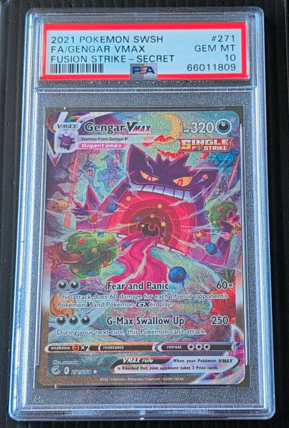 Gengar VMAX 271/264 Fusion Strike Secret Rare Alt Art Holo EN 2021 PSA 10