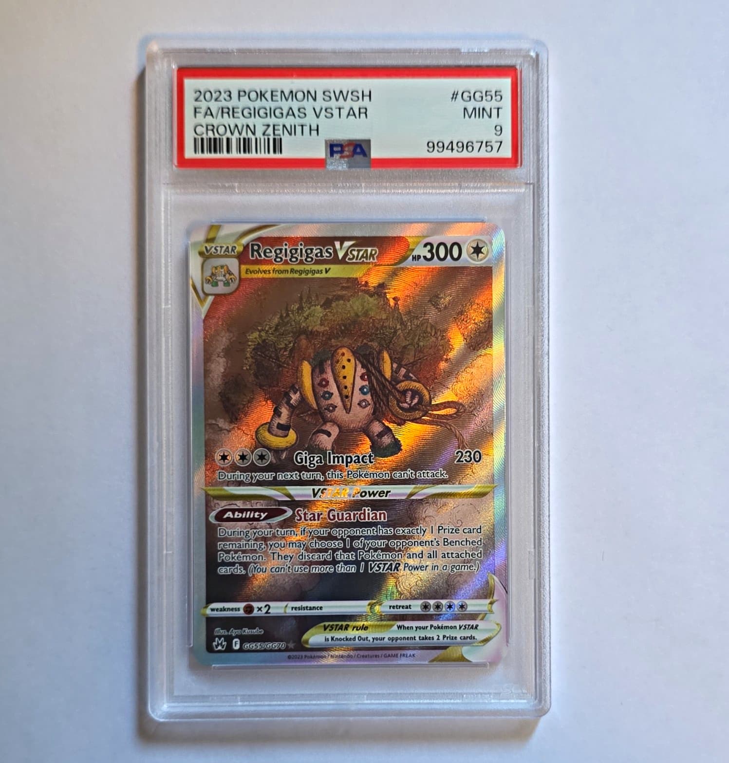 Pokémon TCG Regigigas VSTAR GG55/GG70 Crown Zenith Secret Rare Holo Eng PSA 9