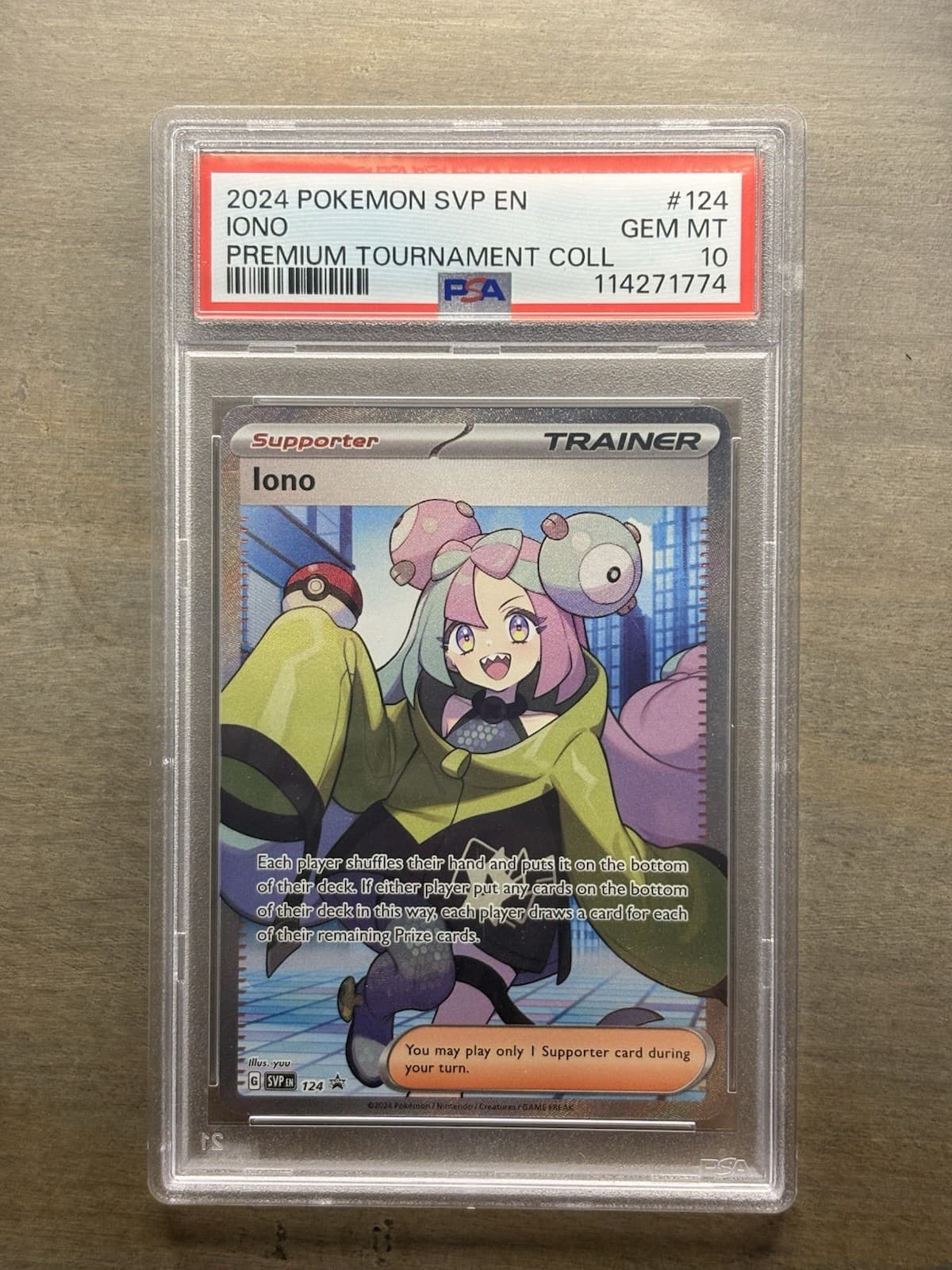 2024 POKEMON SVP PROMO IONO PREMIUM TOURNAMENT COLLECTION #124 IONO PSA 10