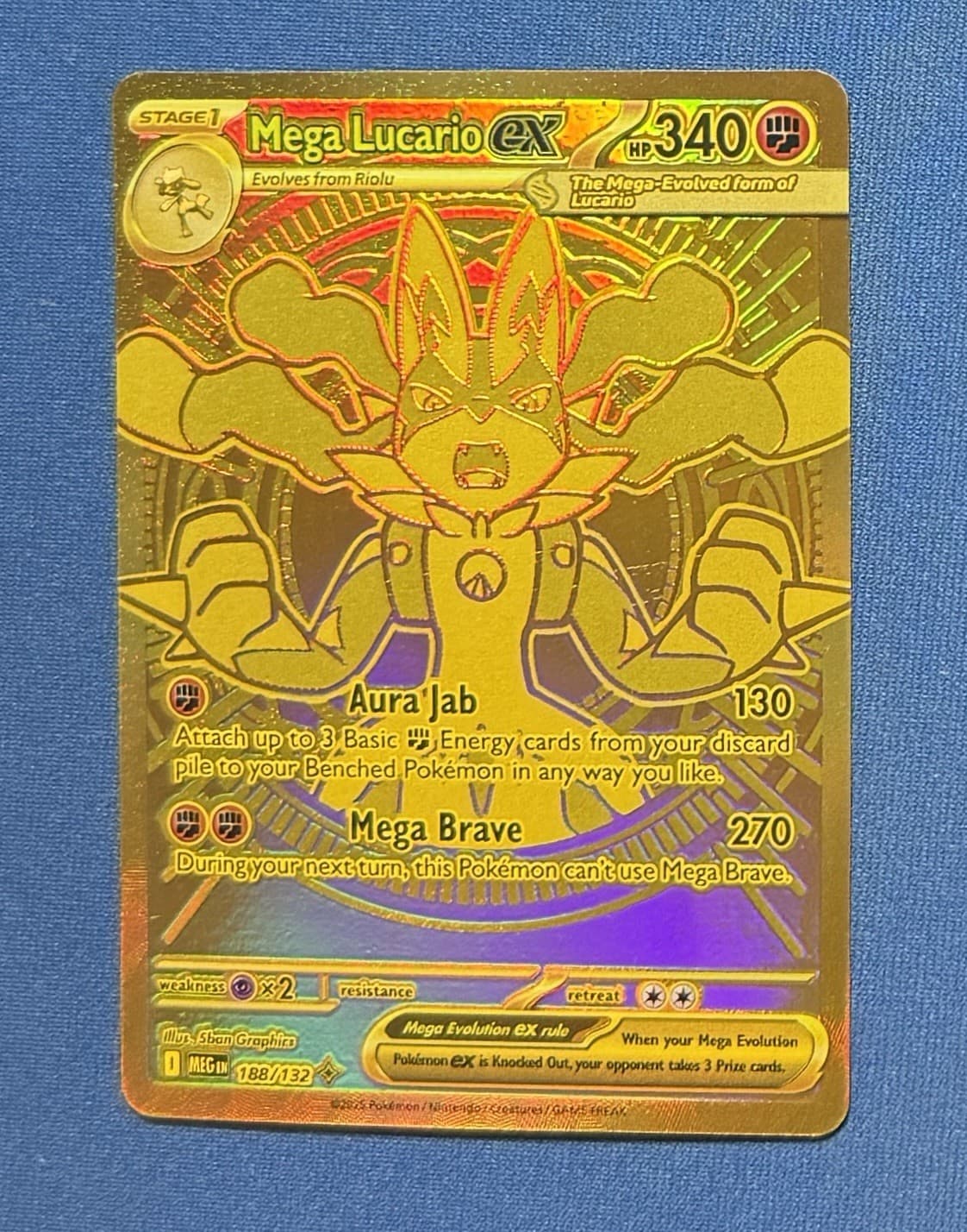 2025 Pokemon Mega Lucario ex 188/132 Me01: Mega Evolution Holo