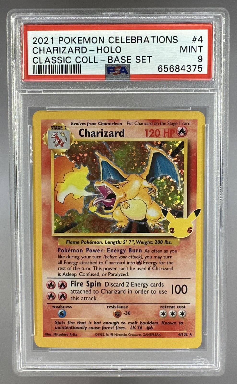 2021 Pokemon Sword & Shield Celebrations Charizard #4 Classic Collection PSA 9
