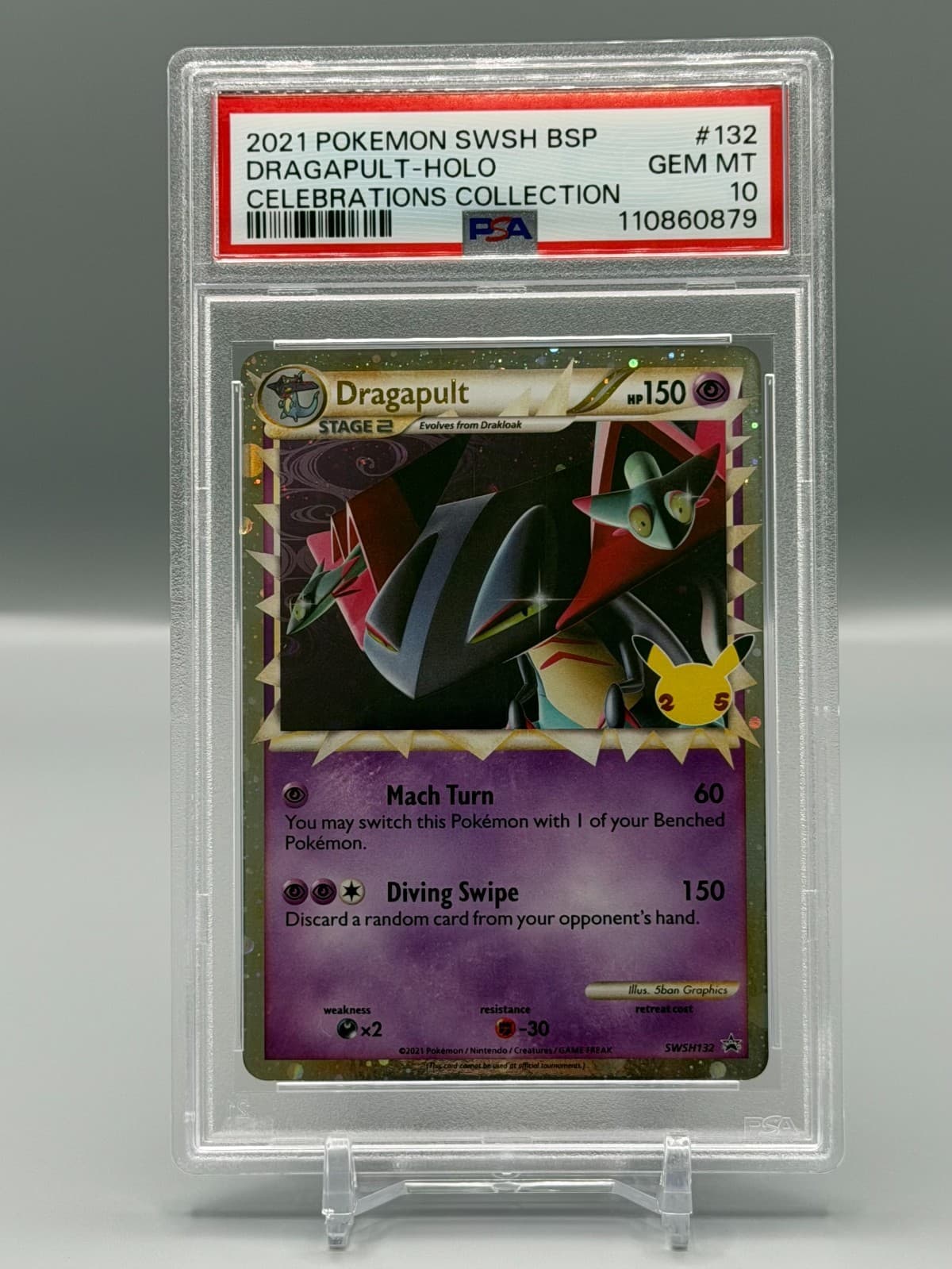 Dragapult SWSH132 Black Star Promo Holo Celebrations Collection PSA 10 **SWIRL**