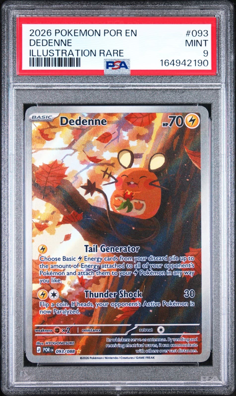 Pokemon TCG Dedenne 093/088 Illustration Rare Perfect Order PSA Mint 9