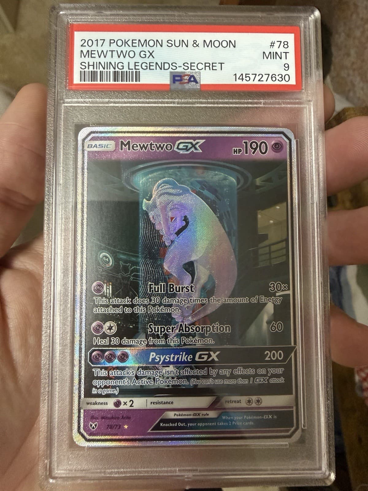 Mewtwo GX 78/73 Shining Legends Secret Rare PSA 9💎
