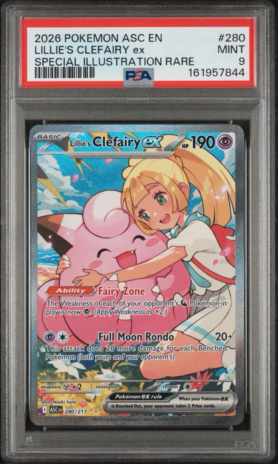 Pokemon TCG Lillie's Clefairy ex 280/217 SIR Holo PSA 9 English 2026