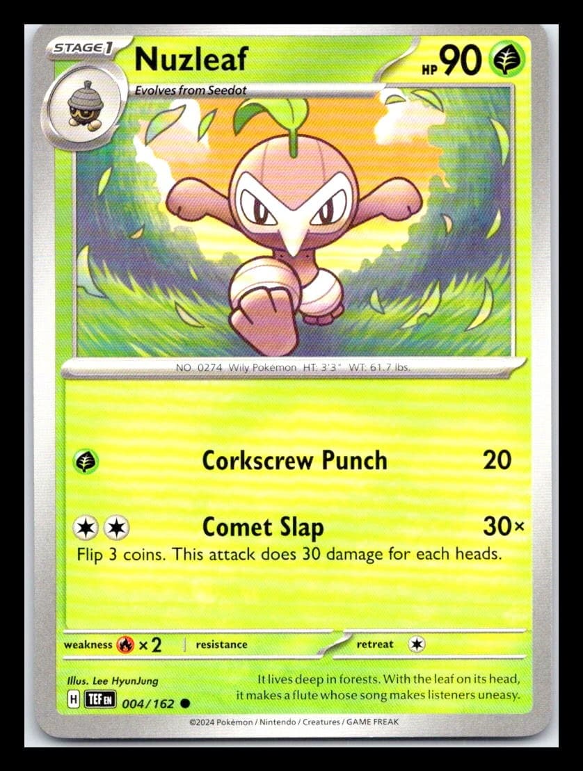 Nuzleaf Common 004/162 TEF SV05: Temporal Forces 2024 Pokemon TCG