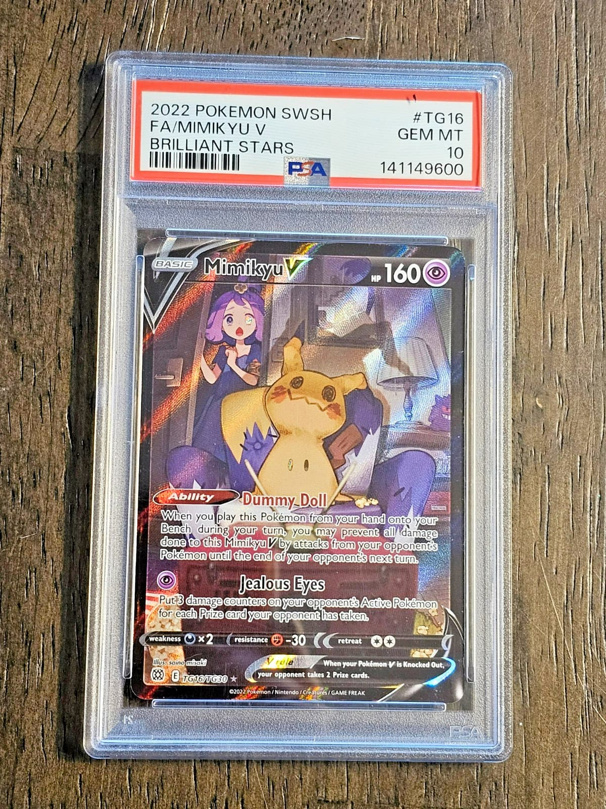 2022 POKEMON SWSH #TG16 FA/MIMIKYU V BRILLIANT STARS PSA 10