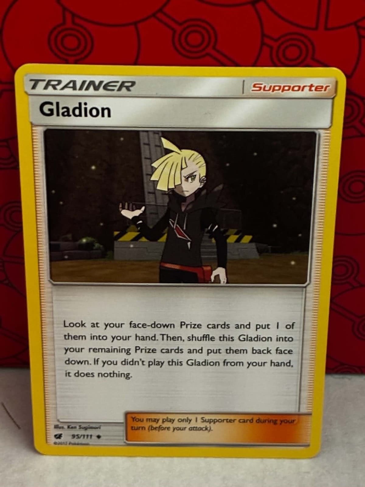 Pokemon Gladion 95/111 Crimson Invasion Uncommon Trainer Supporter LP English