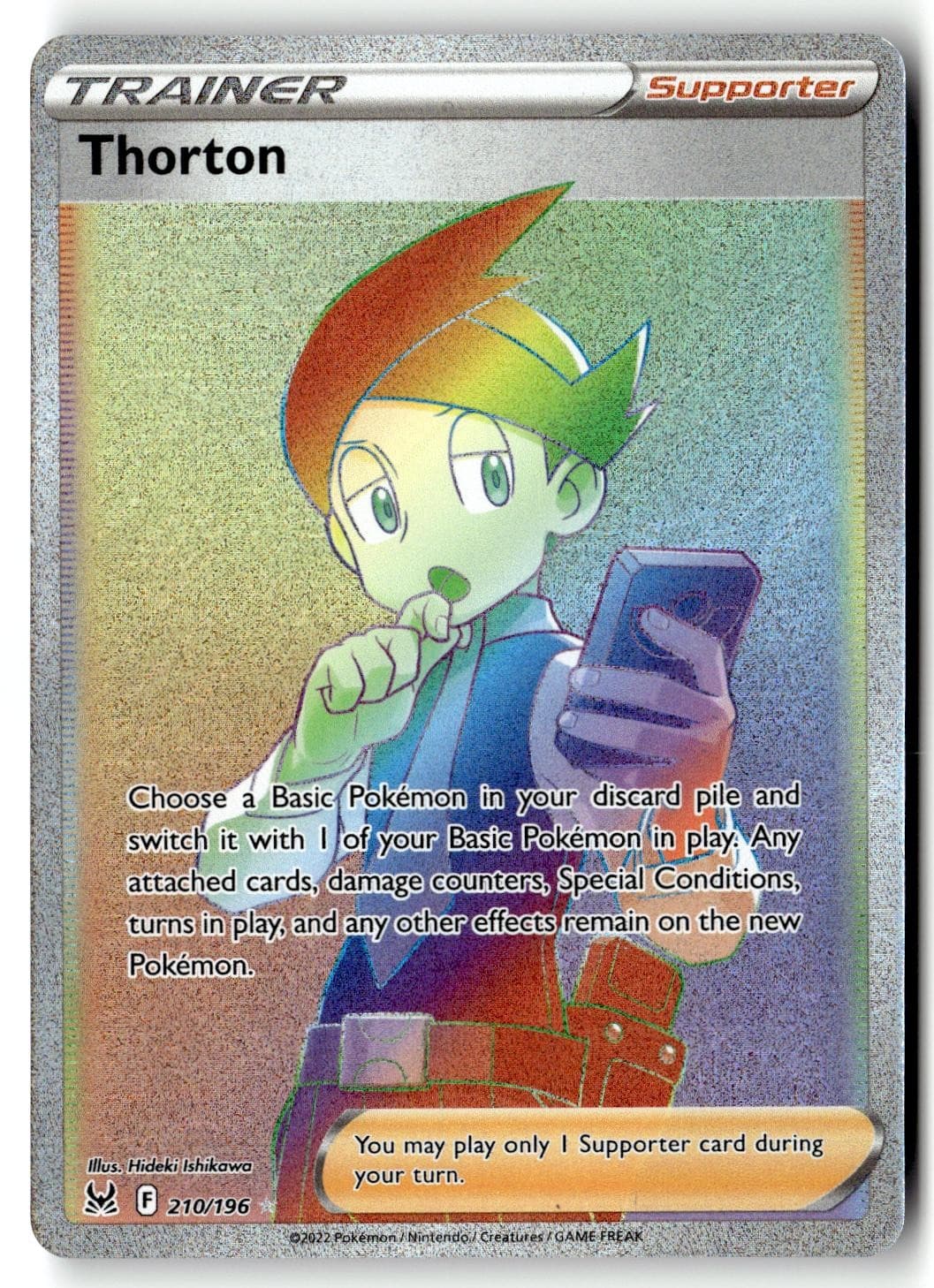 Thorton 210/196 Rainbow Rare Lost Origin Pokemon Holo Near Mint