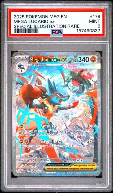 PSA 9 Mega Lucario Ex #179/132 SIR - Mega Evolution Pokémon TCG