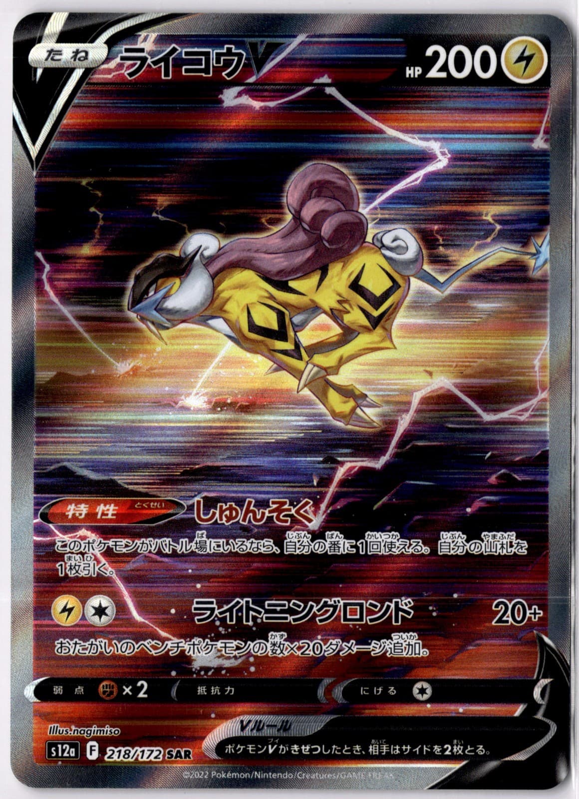 Raikou V SAR 218/172 s12a Japanese Pokémon TCG VSTAR Universe - NM US