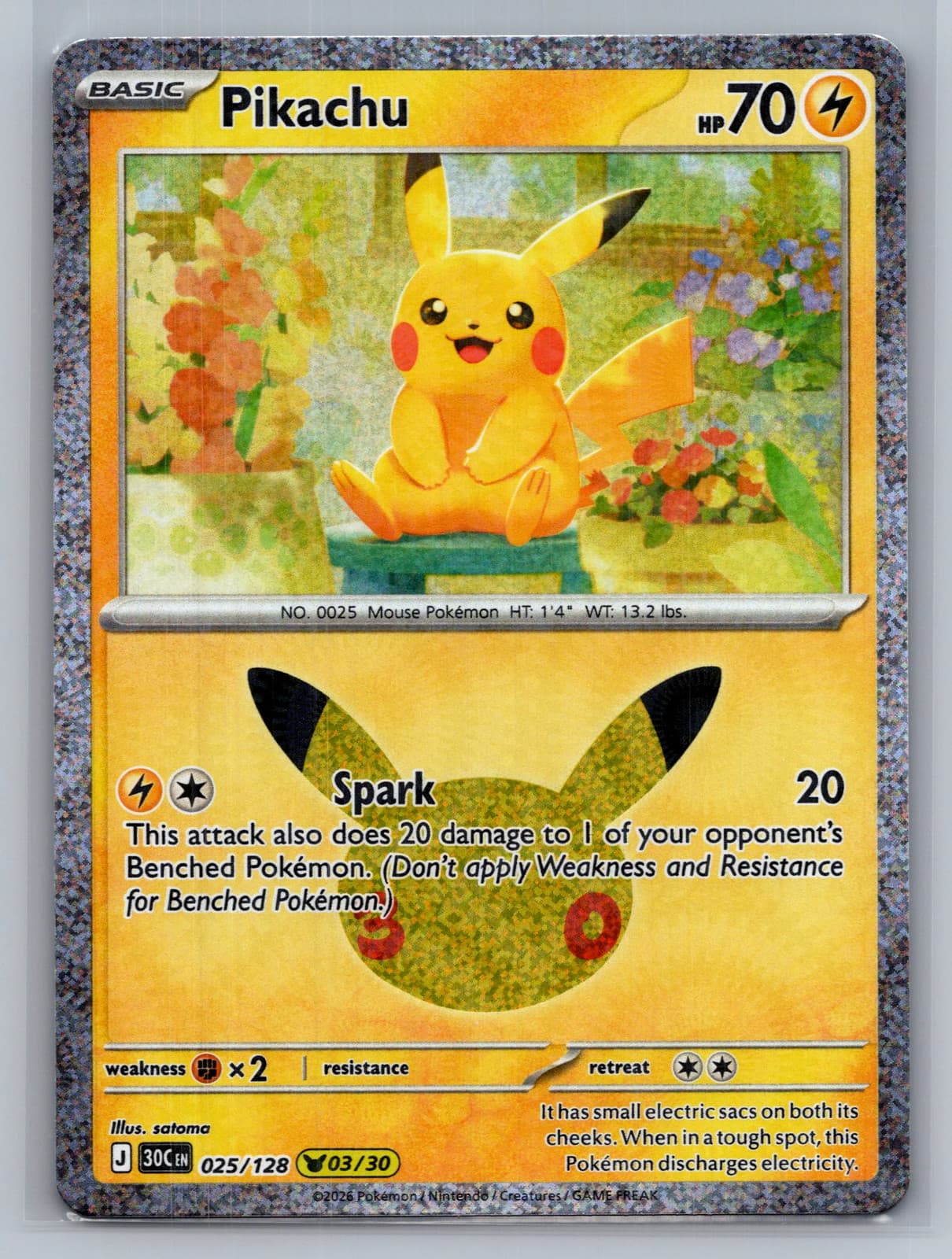 Pikachu #25/128 2026 30th Celebration Pokemon TCG