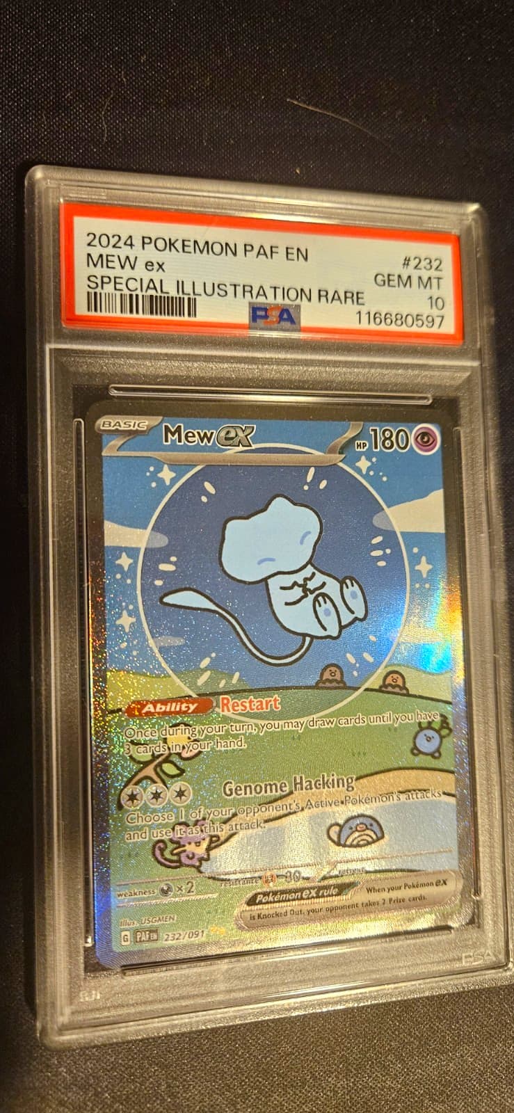 2024 Paldean Fates Mew ex 232/091 SIR Holo English PSA 10 "Bubble Mew"