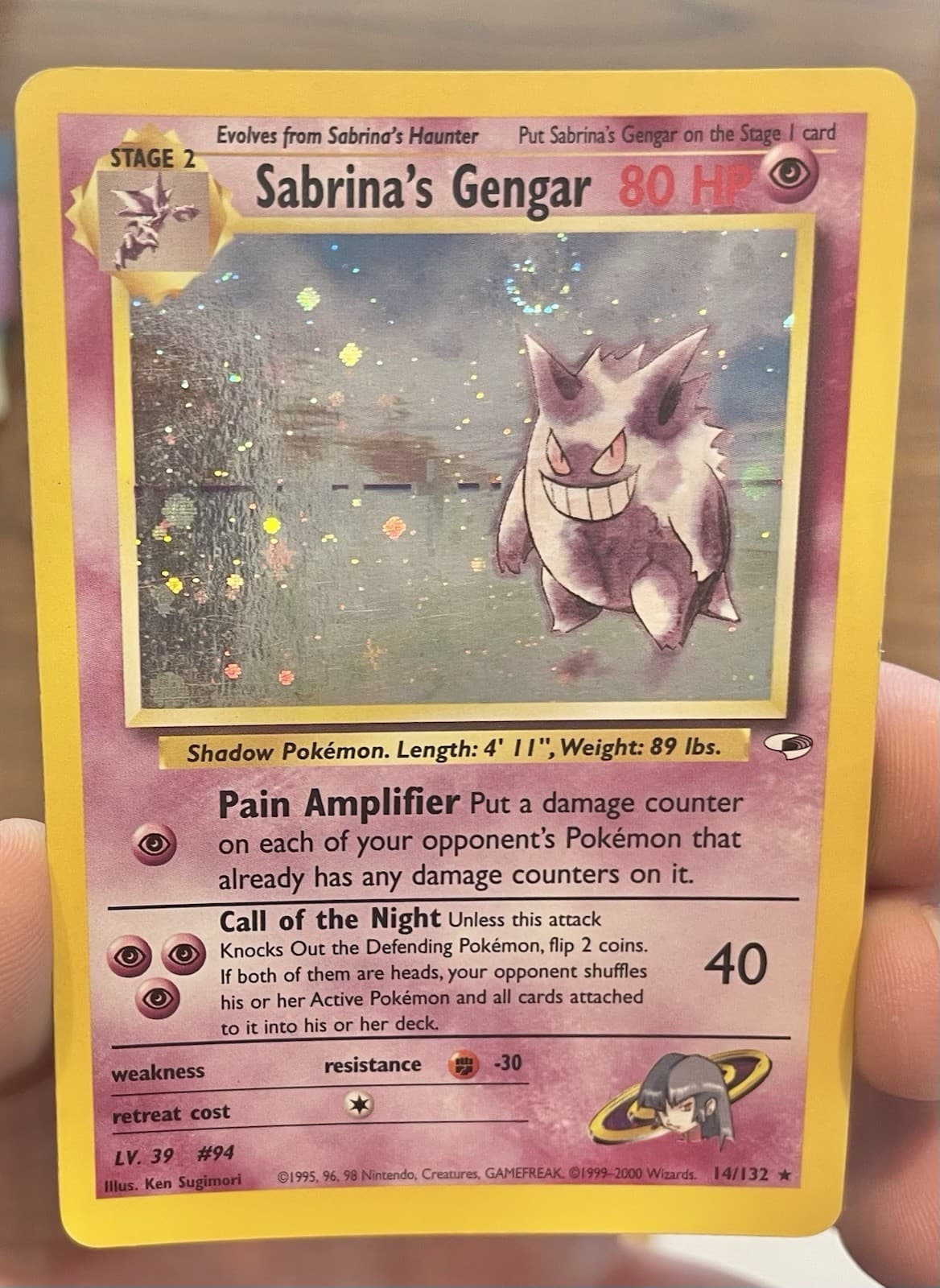 Swirl! Sabrina's Gengar Holo #14/132 MP Gym Heroes Pokemon Card Unlimited