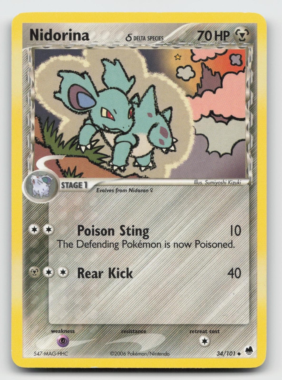 Pokemon TCG Nidorina 34/101 Uncommon Dragon Frontiers MP