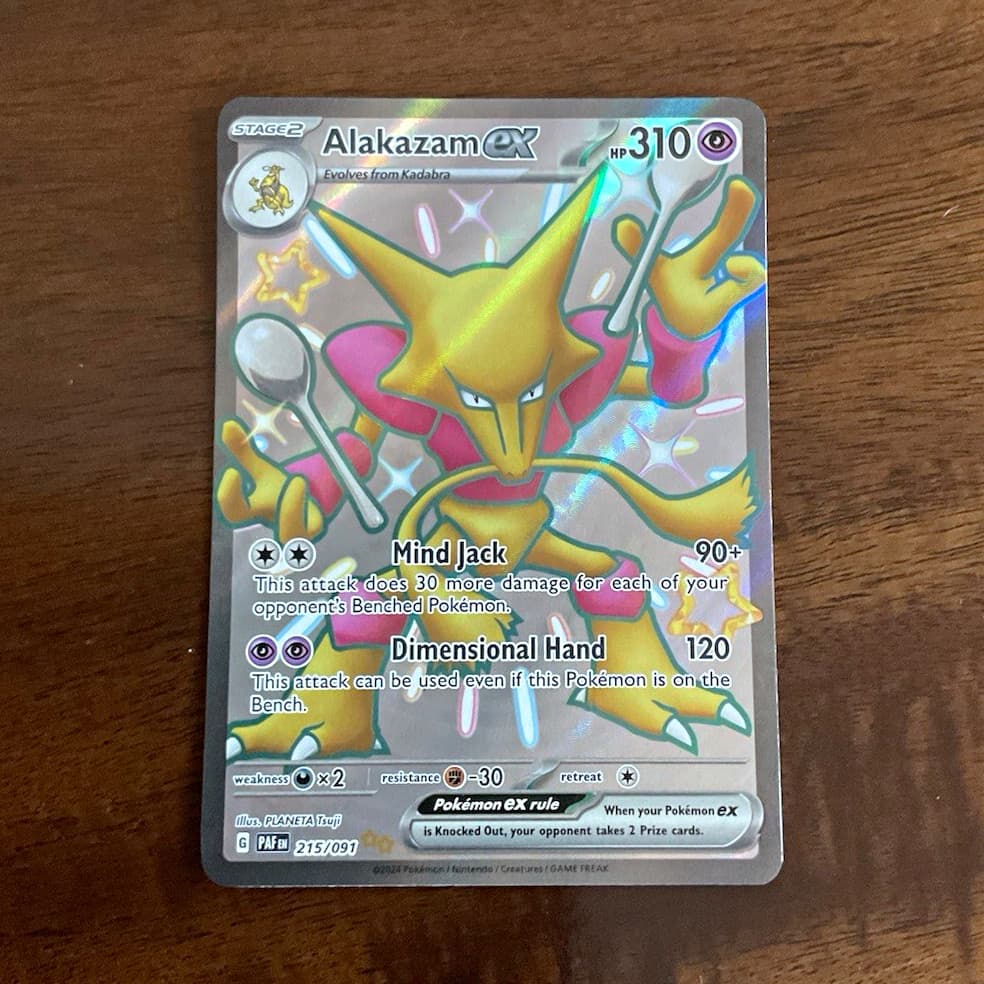 Pokemon TCG Alakazam ex 215/091 SV Paldean Fates Shiny Ultra Rare Holo Full Art
