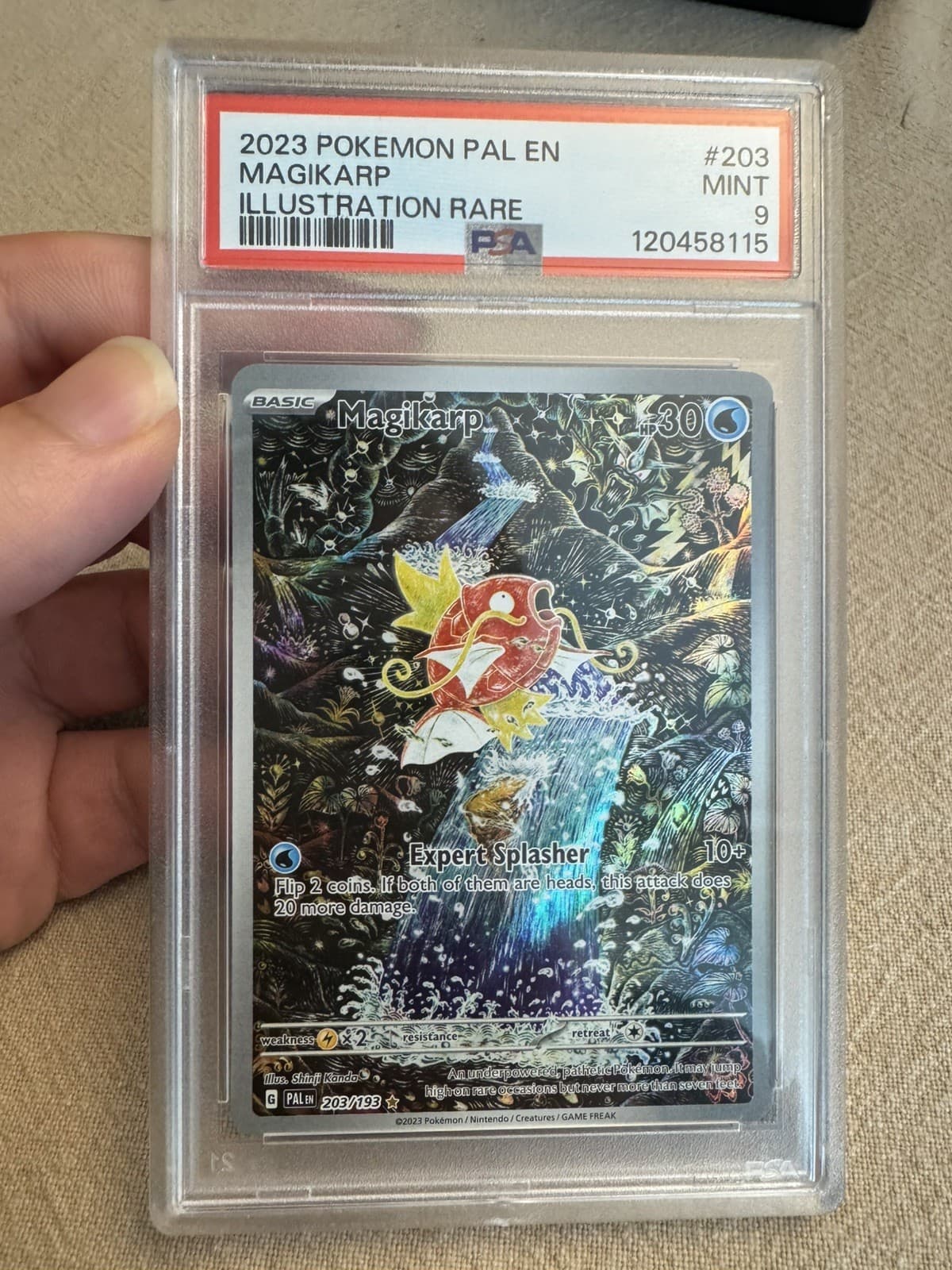 Pokemon Paldea Evolved Magikarp 203/193 Illustration Rare Holo PSA 9
