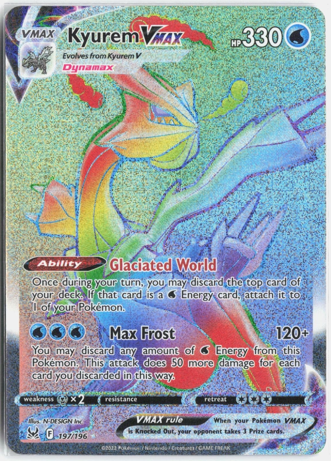 Kyurem VMAX 197/196 Rainbow Rare Lost Origin Pokemon Holo Near Mint