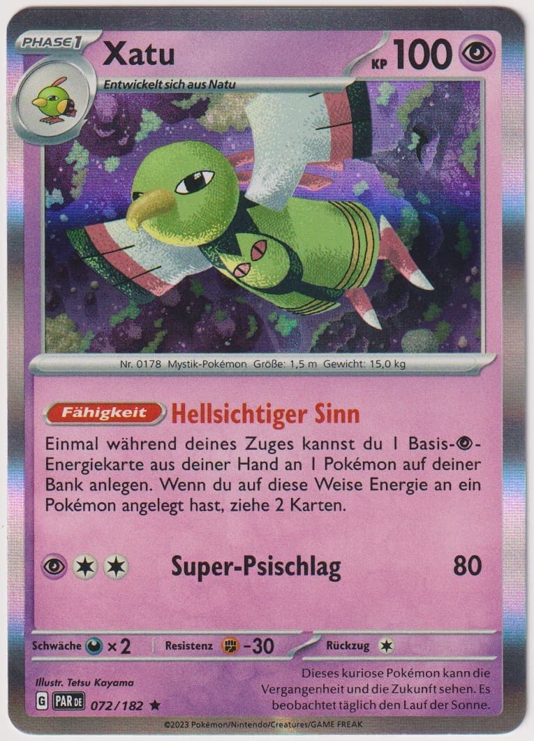 Pokemon TCG Xatu #72/182 Rare (R) Holo Deutsch 2023