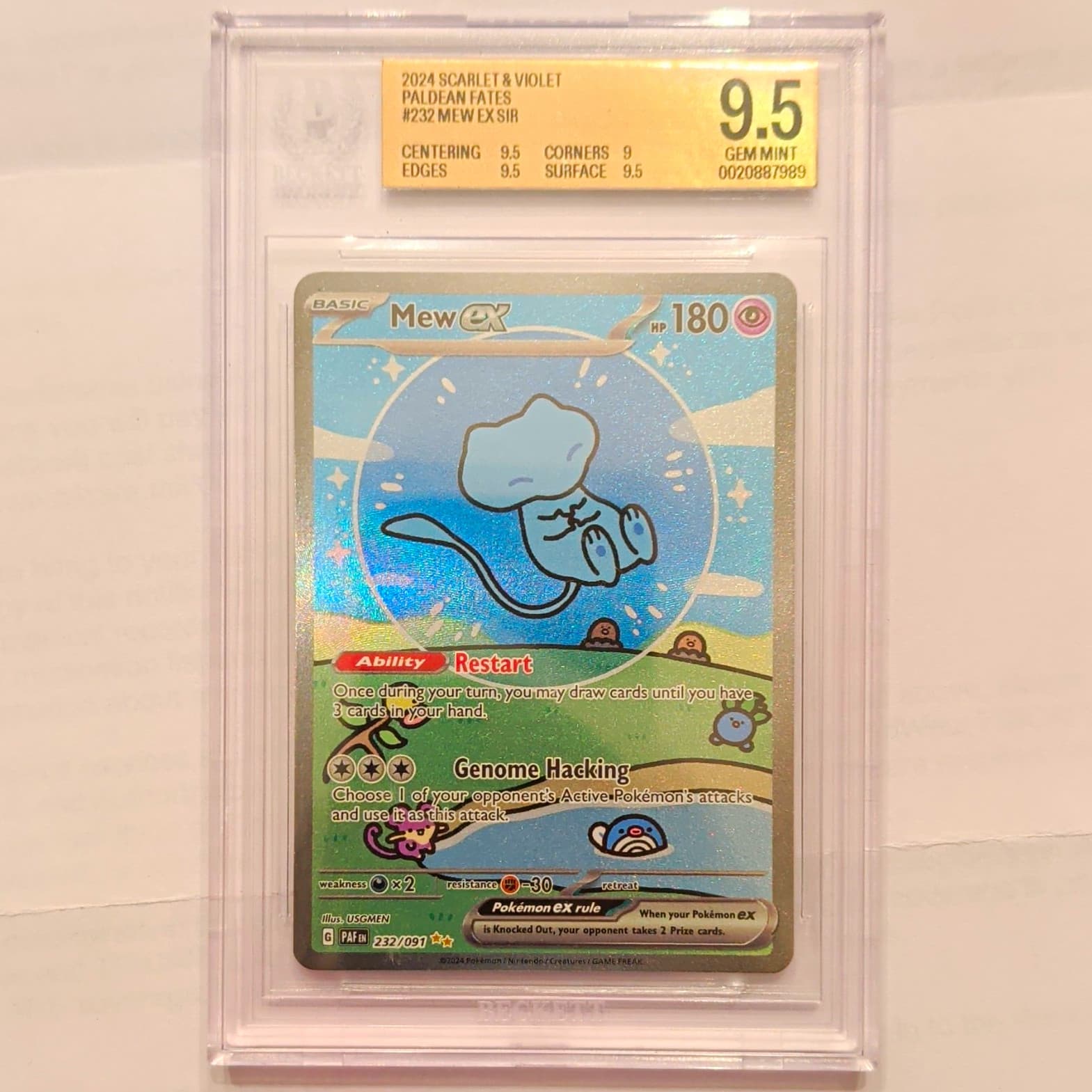 Mew ex 232/091 SV Paldean Fates Holo Full Art SIR Graded BGS 9.5