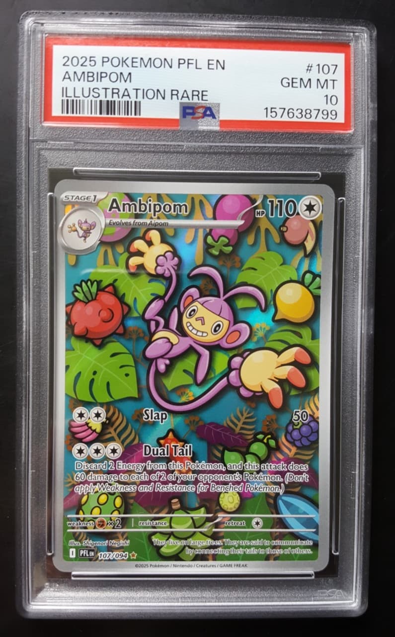 2025 POKEMON ME02 PHANTASMAL FLAMES ILLUSTRATION RARE #107 AMBIPOM PSA 10 GEM MT