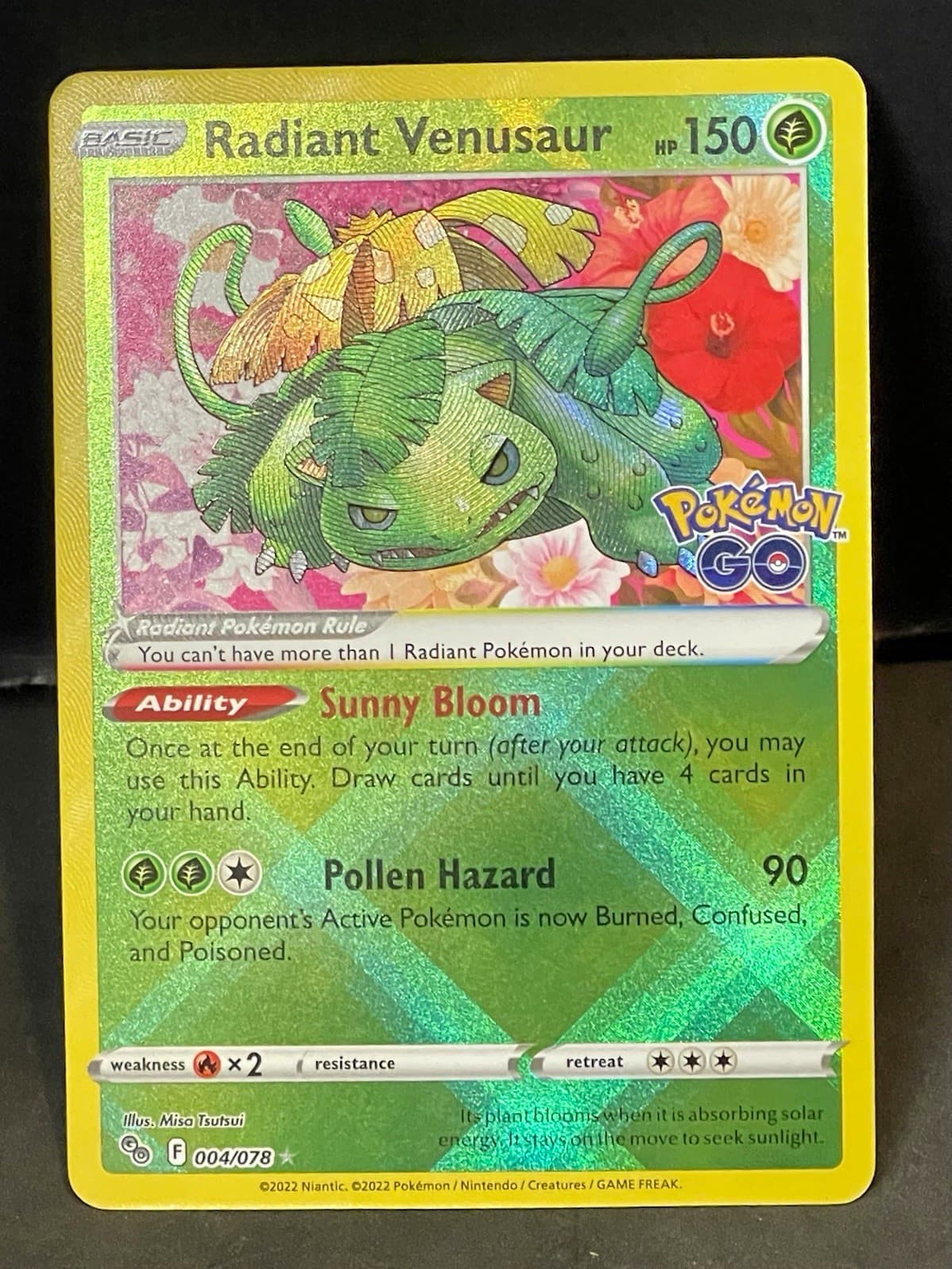 Radiant Venusaur 004/078 Pokemon GO Radiant Rare Holo English 150HP 2022