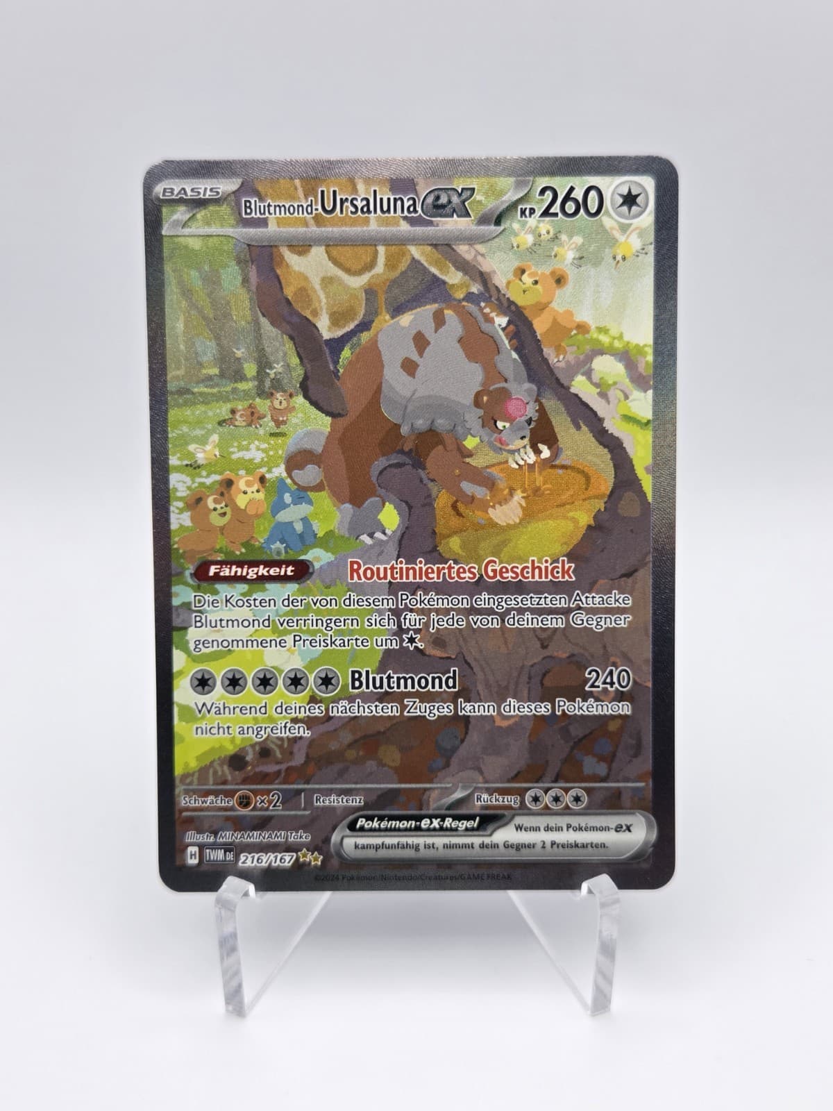Blutmond-Ursaluna EX 216/167 SIR Pokemon Karte Maskerade im Zwielicht Near Mint