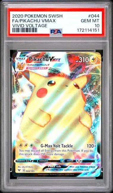 FA / PIKACHU VMAX 044/185 Pokemon Vivid Voltage PSA 10 GEM Chunkachu