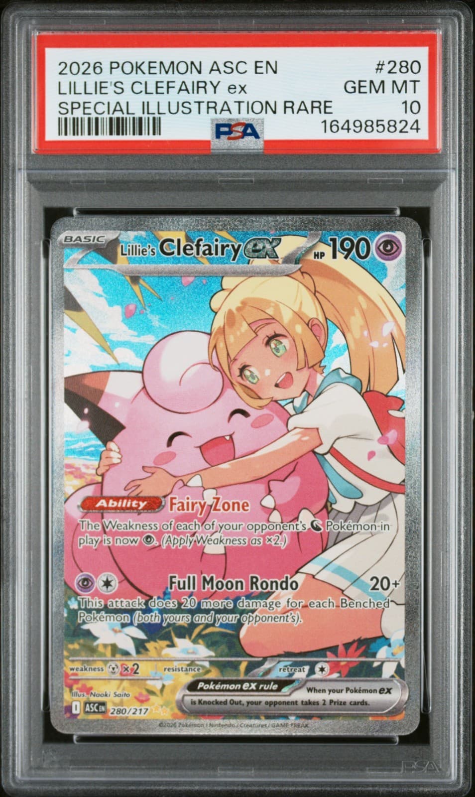 2026 POKEMON ASC SPECIAL ILLUSTRATION RARE #280 LILLIE'S CLEFAIRY EX PSA 10