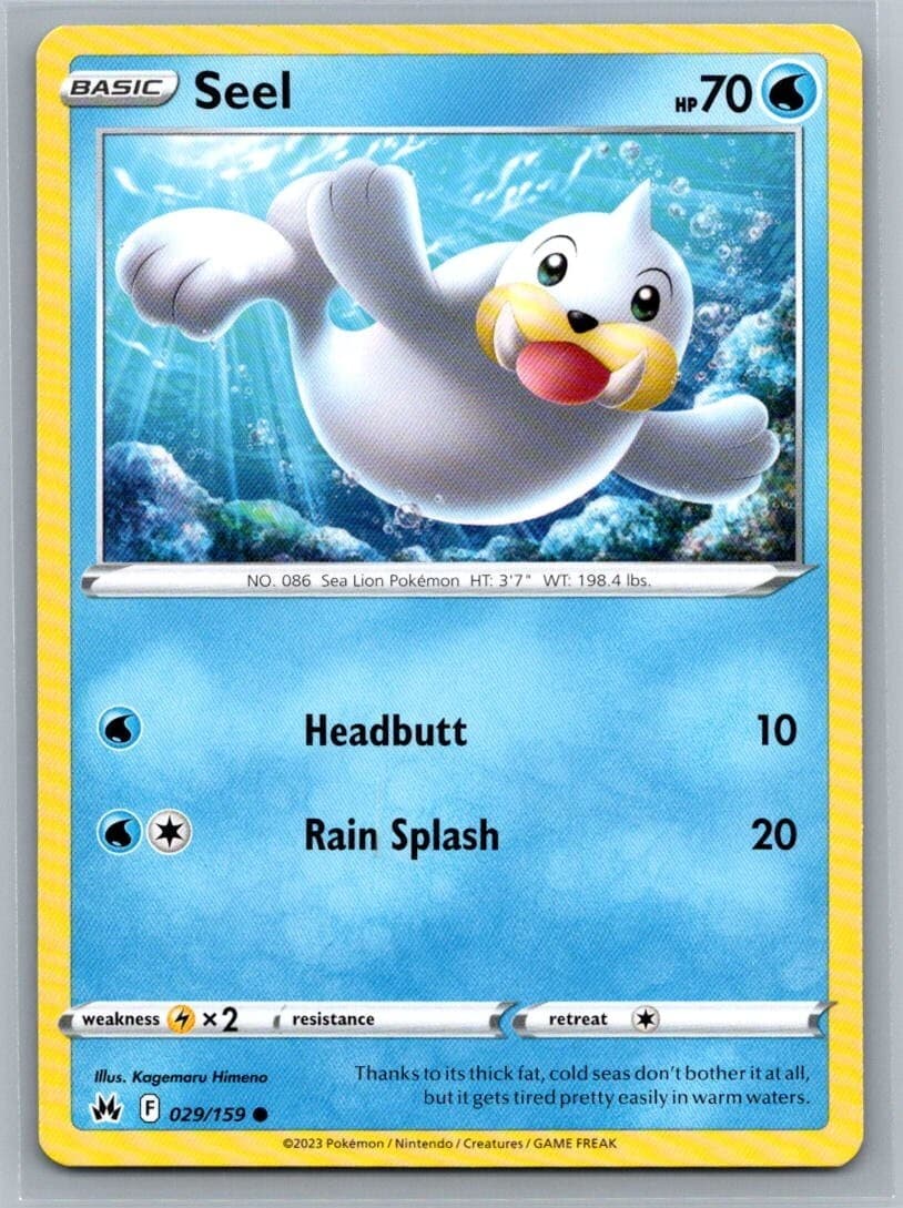 Seel 29/159 Crown Zenith Common Pokémon TCG 2023