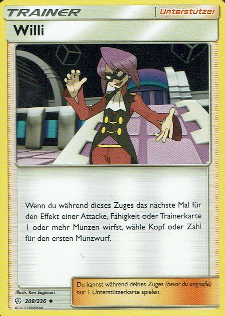   Pokemon Sammelkarte SM12 Karte TCG Welten im Wandel Trainer Willi 208/236