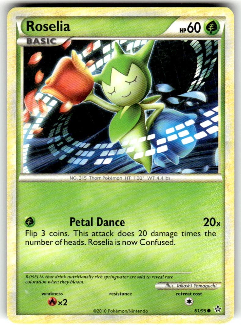 Pokemon Card HS Unleashed Single Card Common Roselia 61/95 NM