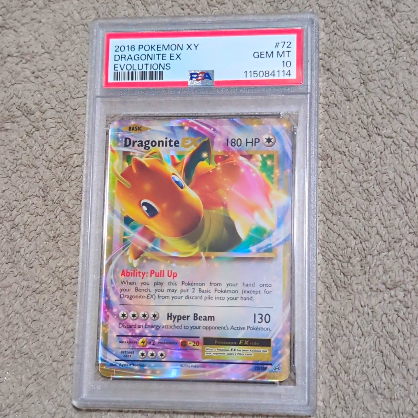 Pokemon Evolutions Dragonite EX 72/108 Holo Full Art Ultra Rare PSA 10 ENG