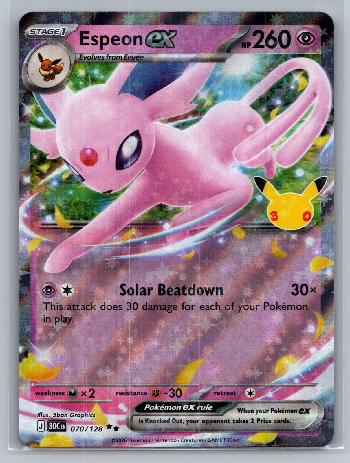 Espeon EX #70/128 2026 30th Celebration Pokemon TCG