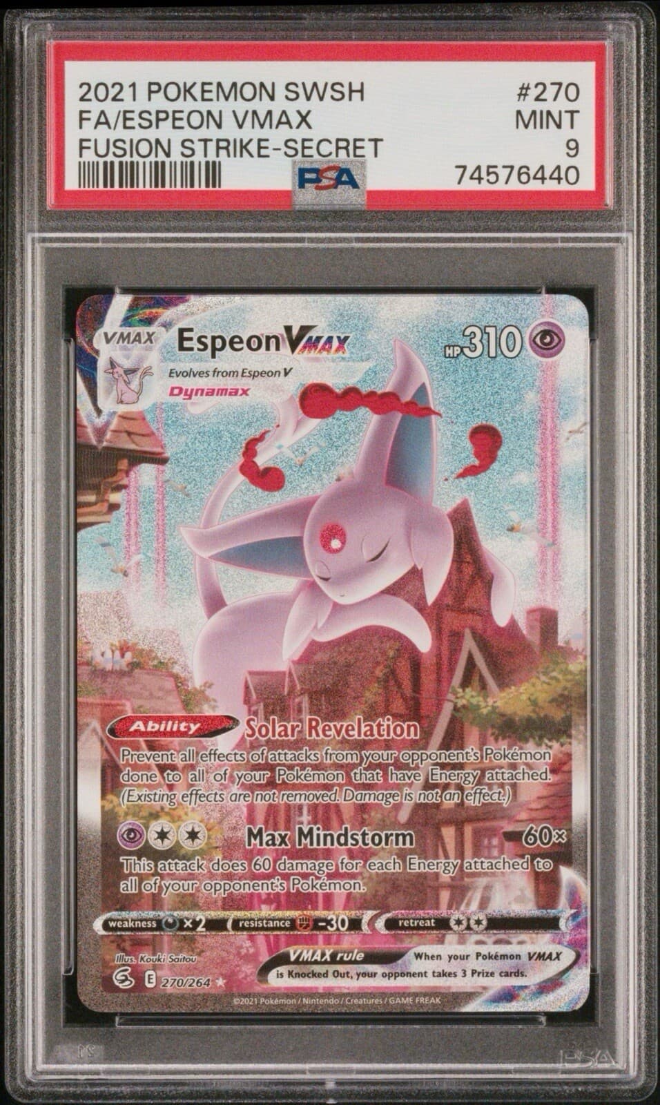 Espeon VMAX (Alternate Art Secret) 270/264 Swsh08: Fusion Strike Psa 9
