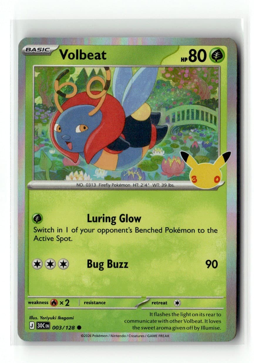Volbeat 3/128 30th Celebration Common Holo 2026 Pokemon NM
