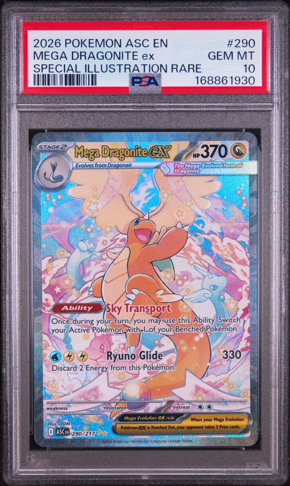 2026 POKEMON ASC EN-ASCENDED HEROES #290 MEGA DRAGONITE EX PSA 10