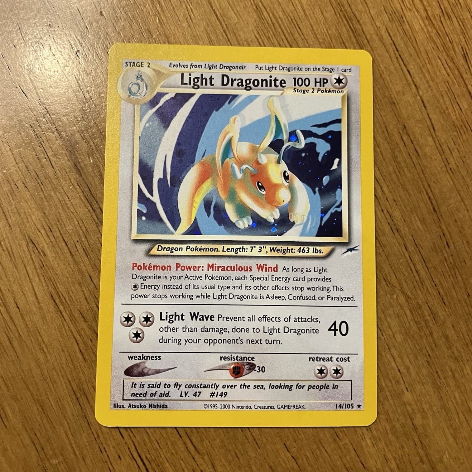 Pokemon TCG Light Dragonite #14 Neo Destiny Holo 