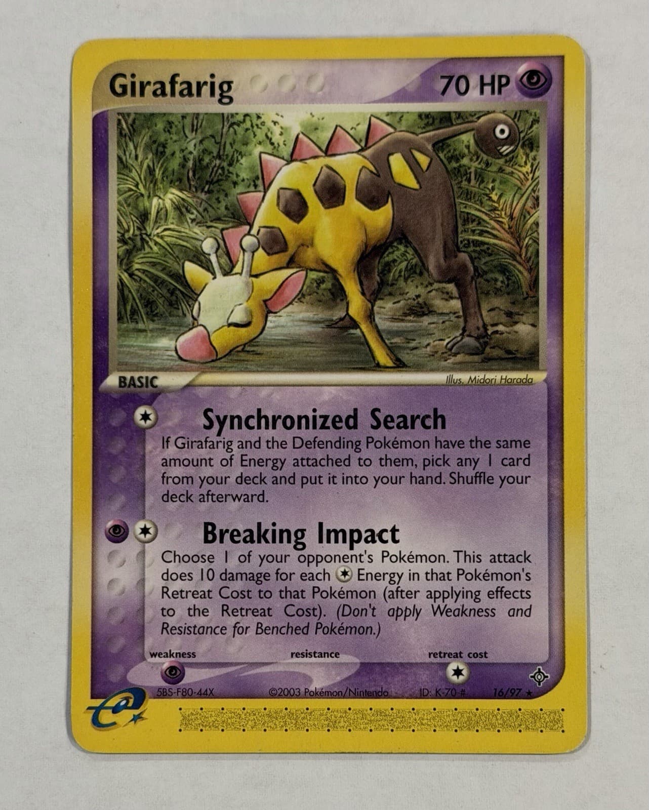 Pokémon Girafarig 16/97 Card EX Dragon Card Rare LP Regular Light Play Regular