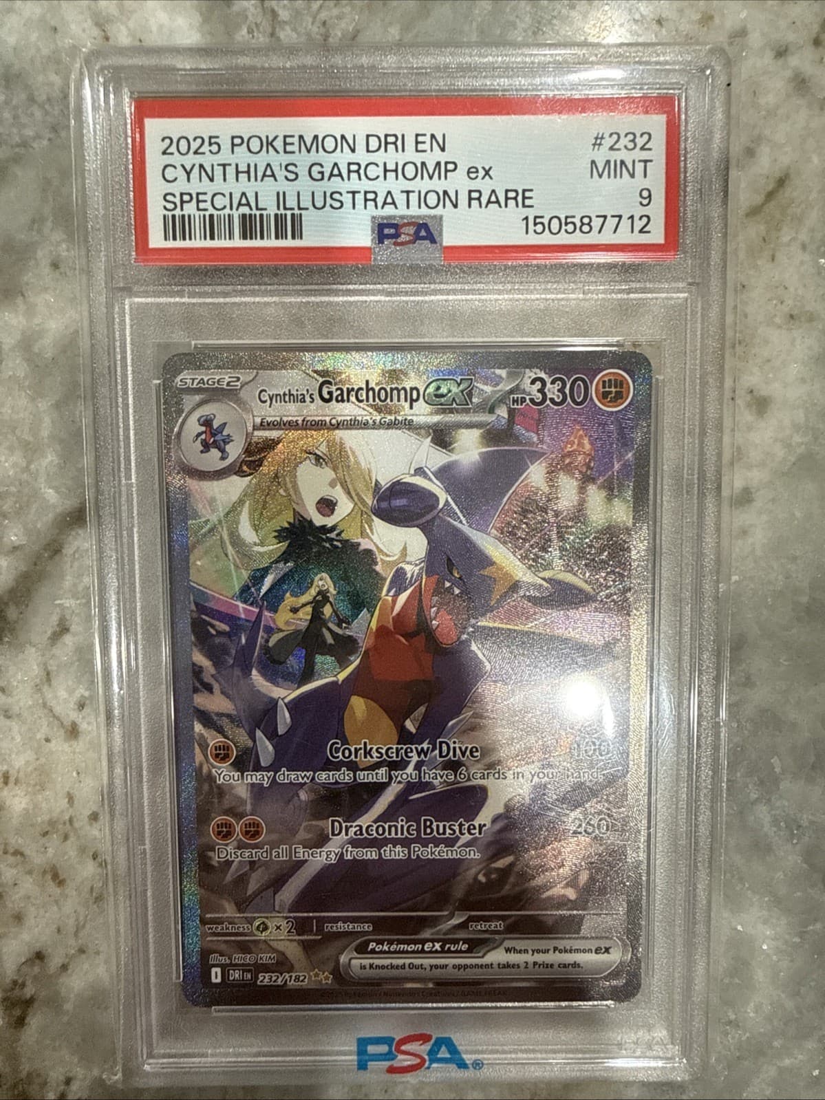 Cynthia's Garchomp ex 232/182 Sv10 Destined Rivals SIR Holo PSA 9 (2025) EN