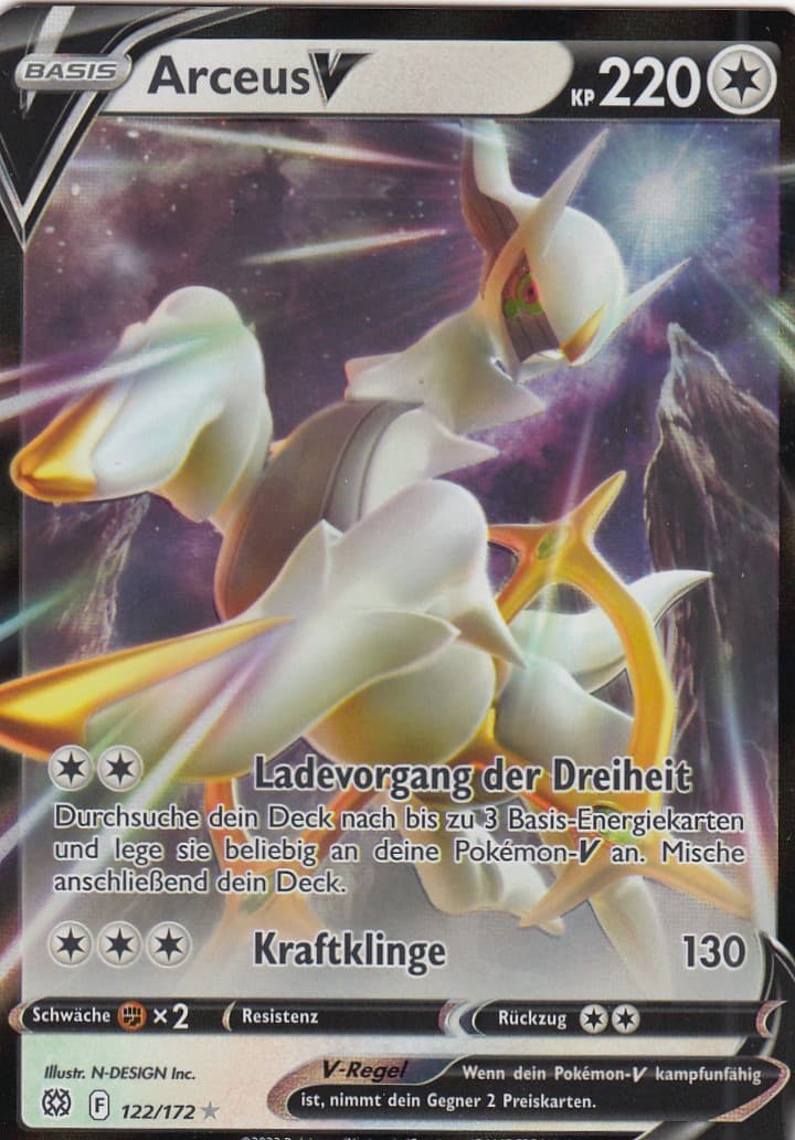 Arceus-V 122/172 Pokemon Strahlende Sterne Karte Deutsch