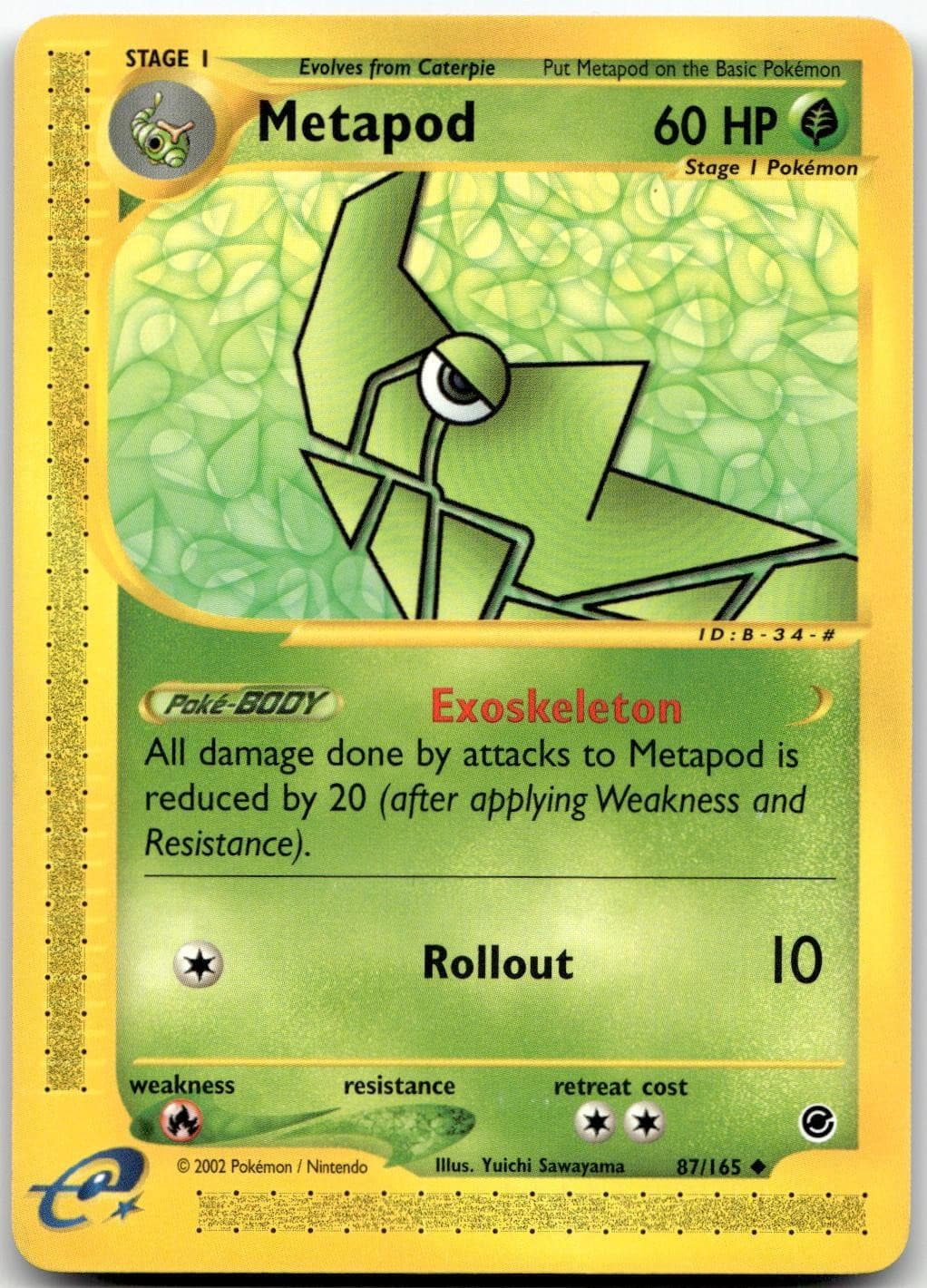 Metapod 87/165 Uncommon Expedition Base Set Pokemon E-Reader Lightly Played