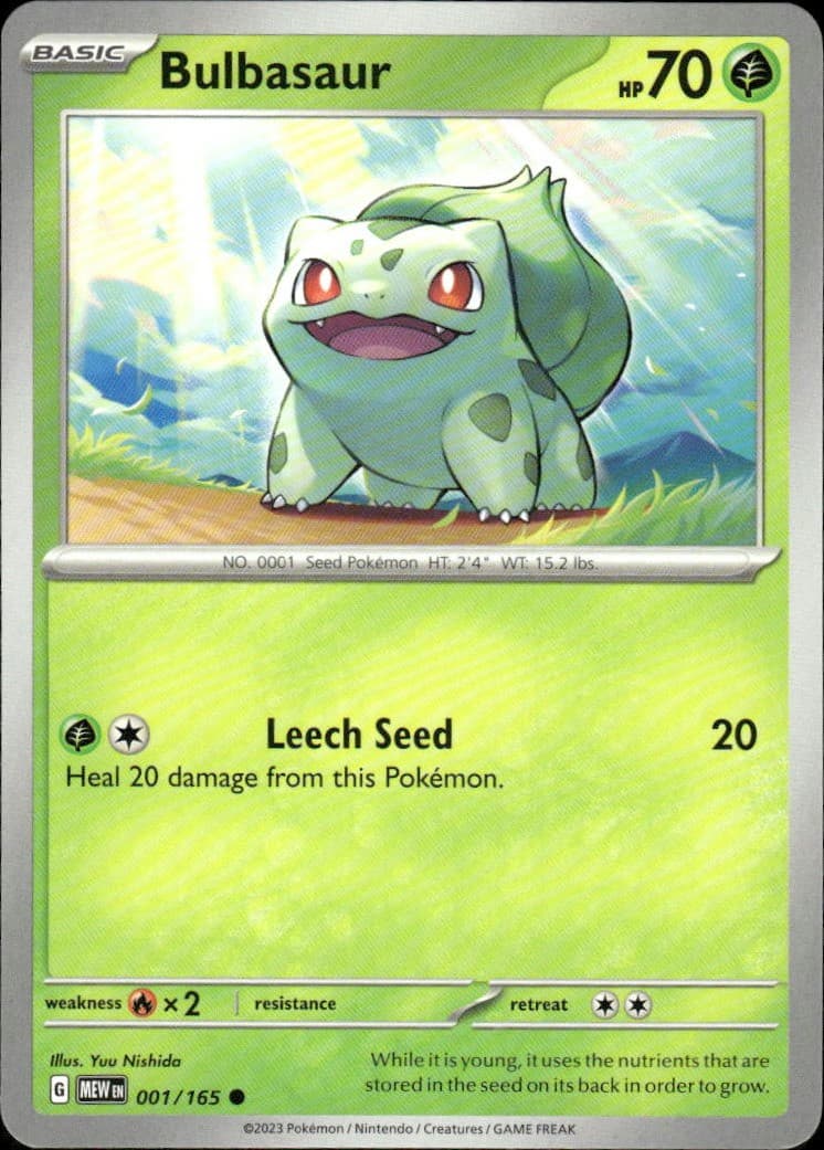Bulbasaur Scarlet & Violet 151 001/165 Common Pokémon — English NM